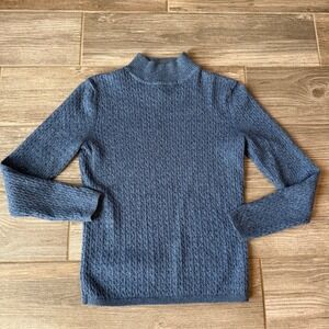 Karen Scott Petites Blue Textured Mock Neck Long Sleeve Sweater Size S